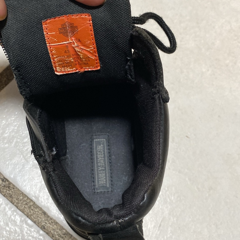 Harley-Davidson Black Leather Ankle Boots Lace-Up Durable, side sipper. - Picture 8 of 12
